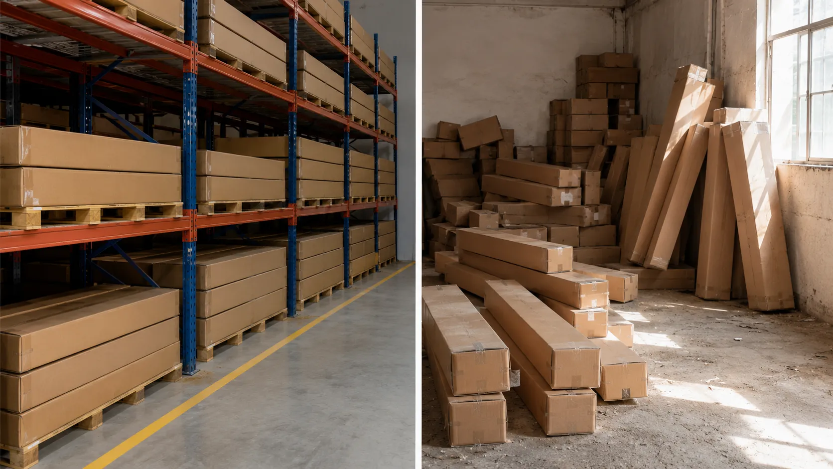 Correct and incorrect storage methods for reflective sheeting rolls.webp
