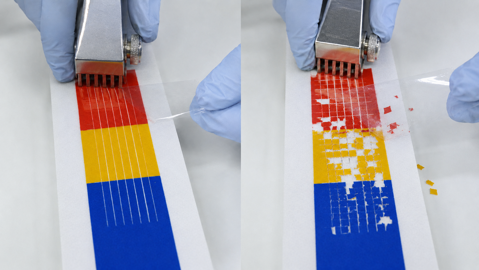 Ink adhesion test on printable reflective sheeting.png