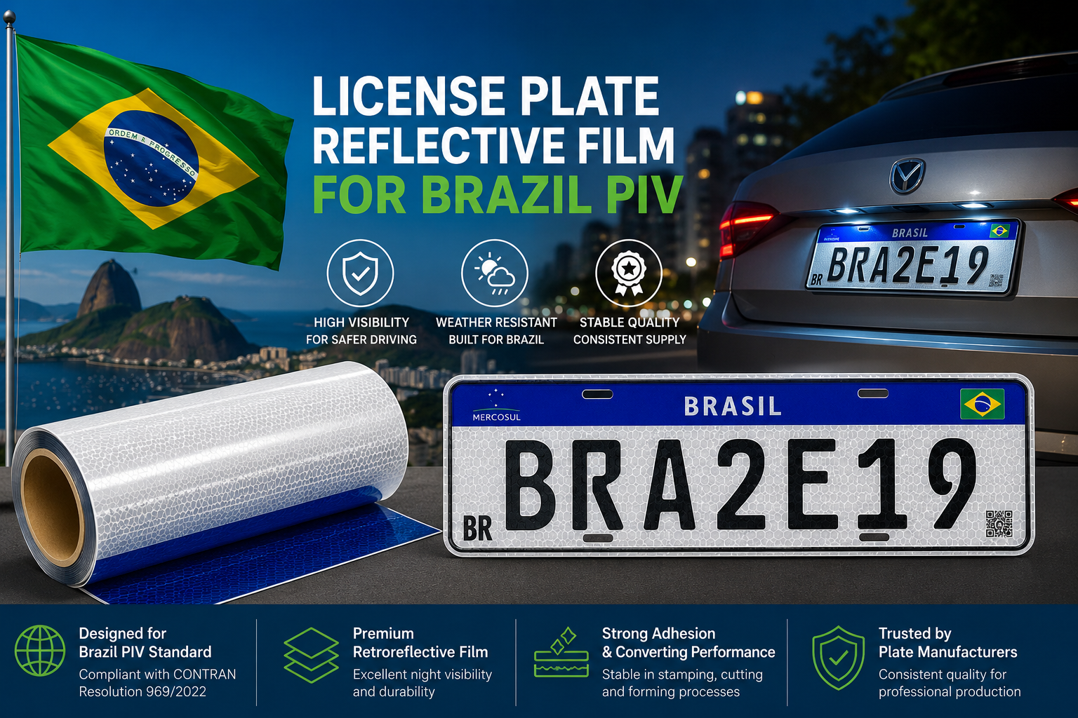 Successful Customer Projects — Brazil, License Plate Reflective Film