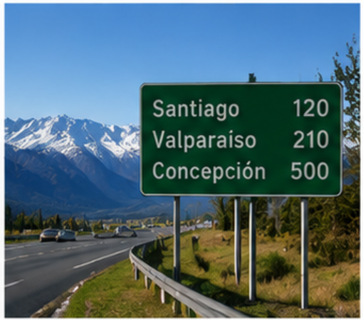 Highway road sign using reflective sheeting in Chile.png