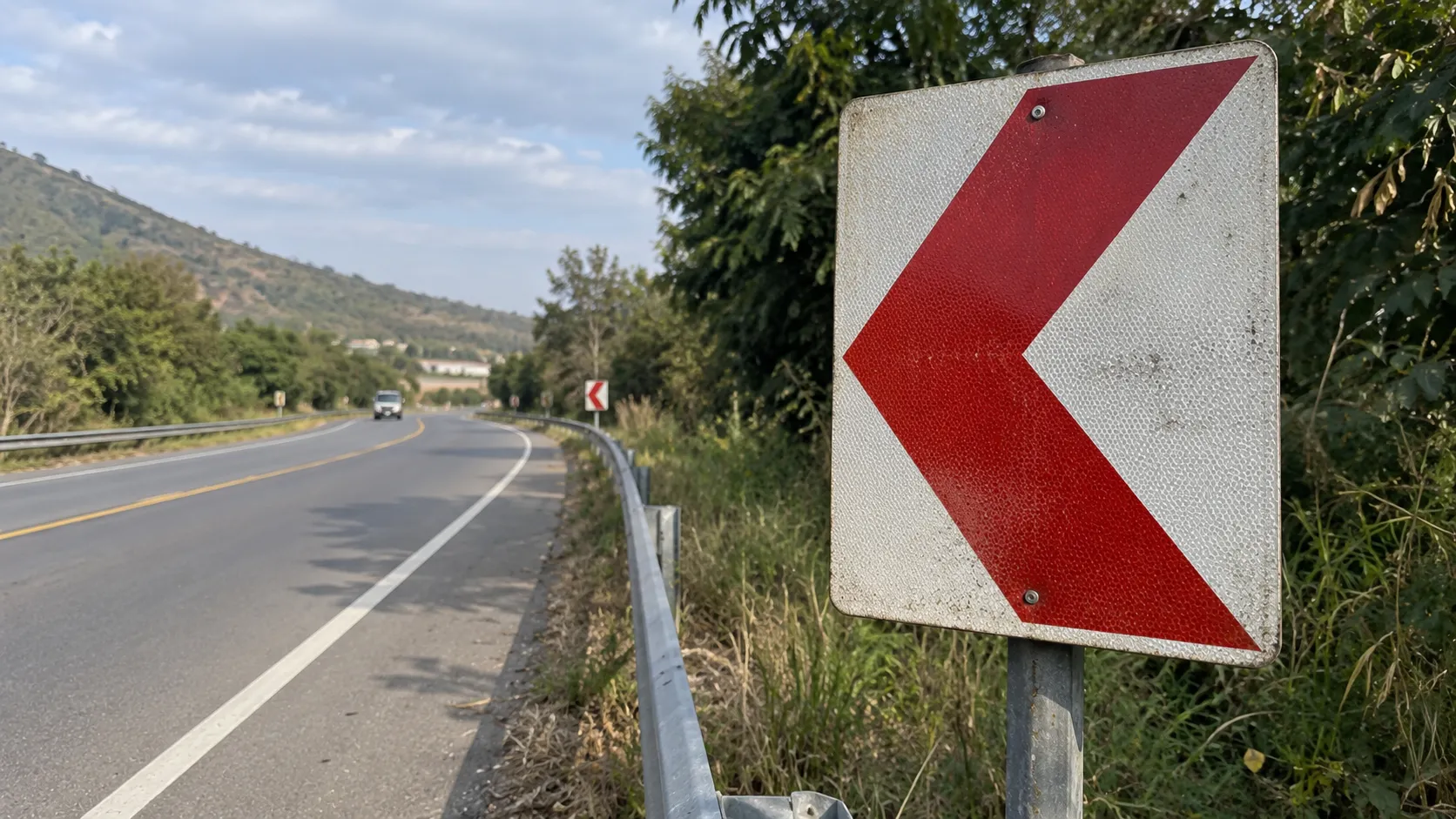 Daytime inspection of an older reflective traffic sign after nighttime visibility check.webp