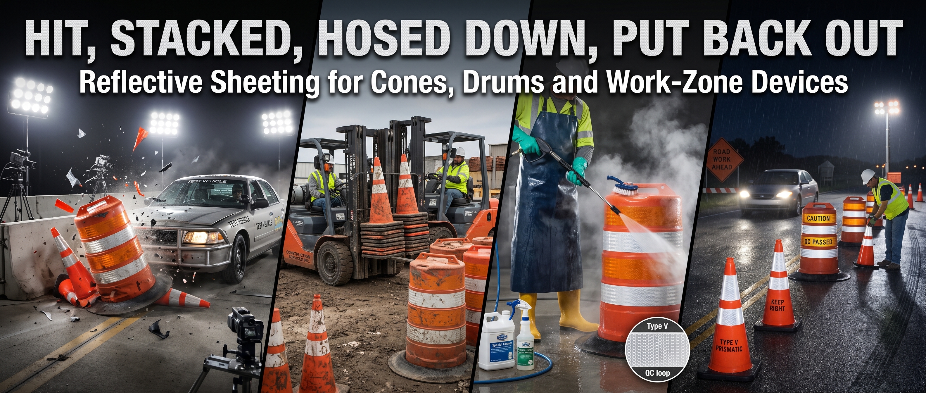 Hit, Stacked, Hosed Down, Put Back Out: Reflective Sheeting for Cones, Drums and Work-Zone Devices