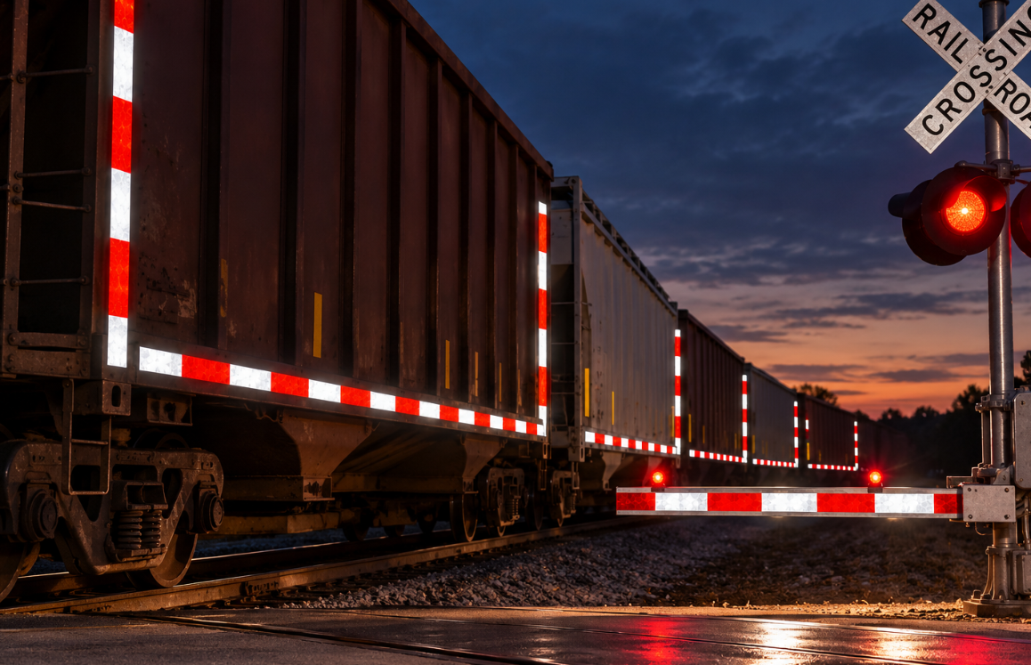 A Train Has No Headlights on Its Sides: Reflective Sheeting for Rail Cars and Grade Crossings
