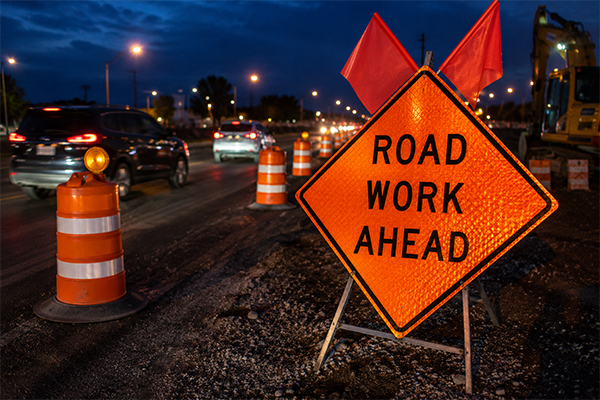 Temporary roadwork signs